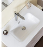Mobile bagno sospeso olmo perla, 100cm, base con lavabo, specchio e colonna