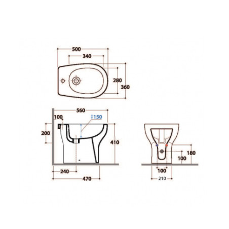 Sanitari bagno bidet a terra, Grace Globo, ceramica bianca