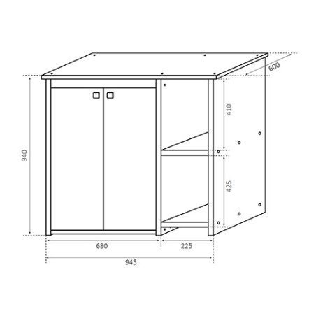 Mobile coprilavatrice asciugatrice,apertura a 2 ante,cm.94x60x94,ante rinforzate
