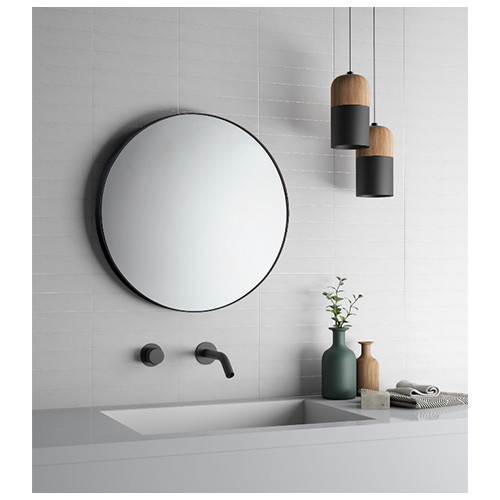 Specchio da parete, rotondo, cornice nera, diametro 60cm, filo lucido tondo