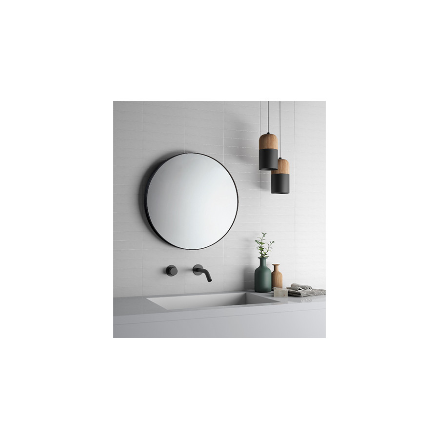 Specchio da parete, rotondo, cornice nera, diametro 60cm, filo lucido tondo