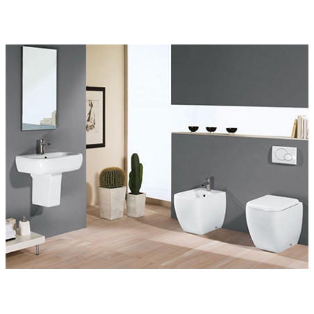 Sanitari bagno bidet filo muro a terra, Metropolitan RAK, ceramica bianca