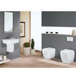 Sanitari bagno bidet filo muro a terra, Metropolitan RAK, ceramica bianca