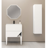Mobile da bagno bianco opaco, 70cm, base con lavabo e specchio led