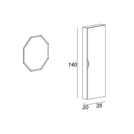 Mobile da bagno bianco opaco, 70cm, solo specchio led e colonna