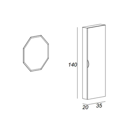 Mobile da bagno bianco opaco, 70cm, solo specchio led e colonna