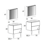 Mobile da bagno doppio bianco opaco, 140cm, base con lavabo e specchio a led