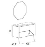 Mobile da bagno bianco opaco, 105cm, base con lavabo e specchio led