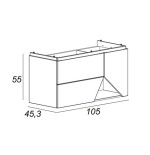 Mobile da bagno bianco opaco, 105cm, base con lavabo e specchio led