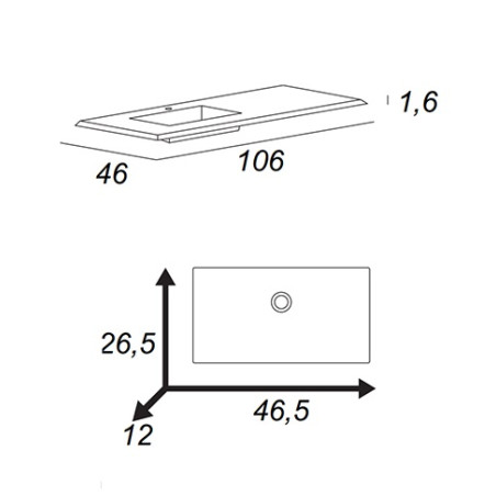 Mobile da bagno bianco opaco, 105cm, base con lavabo e specchio led
