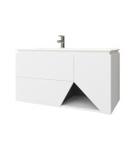 Mobile da bagno bianco opaco, 105cm, base con lavabo e specchio led
