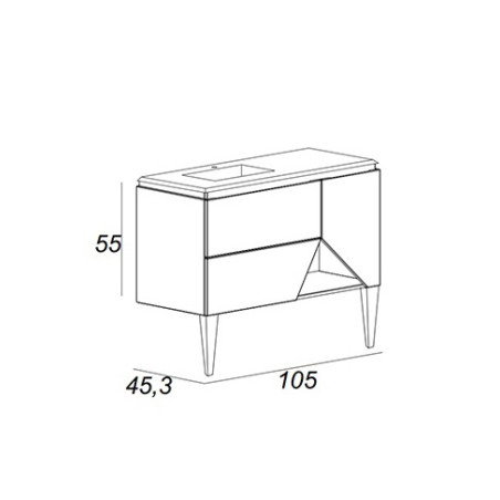 Mobile da bagno bianco opaco, 105cm, solo base con lavabo