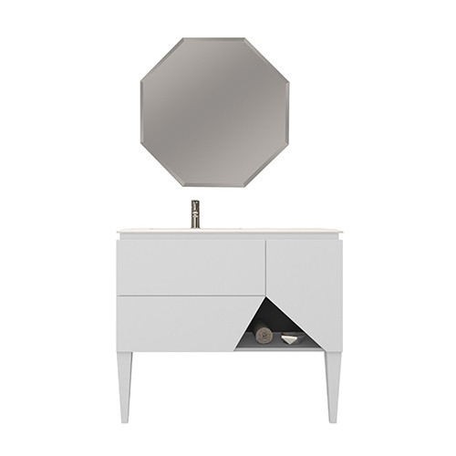 Mobile da bagno bianco opaco, 105cm, solo base con lavabo