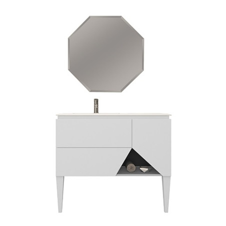 Mobile da bagno bianco opaco, 105cm, solo base con lavabo