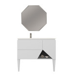 Mobile da bagno bianco opaco, 105cm, solo base con lavabo