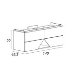 Mobile da bagno bianco opaco, 140cm, base con lavabo, specchi e colonna