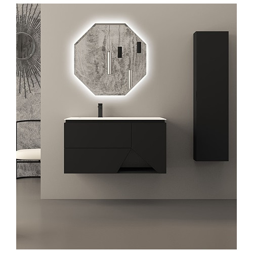 Mobile da bagno nero grafite, 105cm, solo base con lavabo