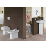 Sanitari bagno vaso wc water filo muro a terra compreso di curva tecnica, senza coprivaso, Compact, ceramica bianca