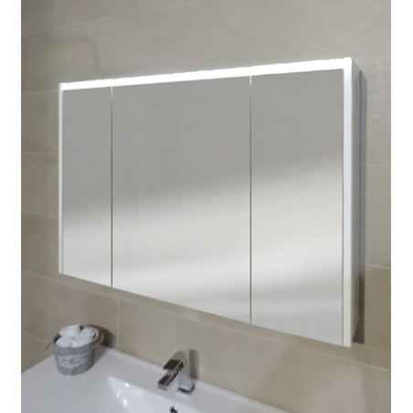 Specchio contenitore bagno pensile 3 ante led cm 92x67x15