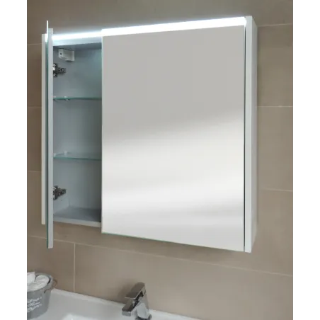 Specchio bagno pensile contenitore 2 ante led cm 70x67x15