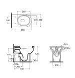 Sanitari bagno vaso wc water filo muro a terra compreso di curva tecnica, senza coprivaso, Nuvola Azzurra, ceramica bianca