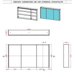 Specchio bagno pensile contenitore 3 ante led cm 120x67x15