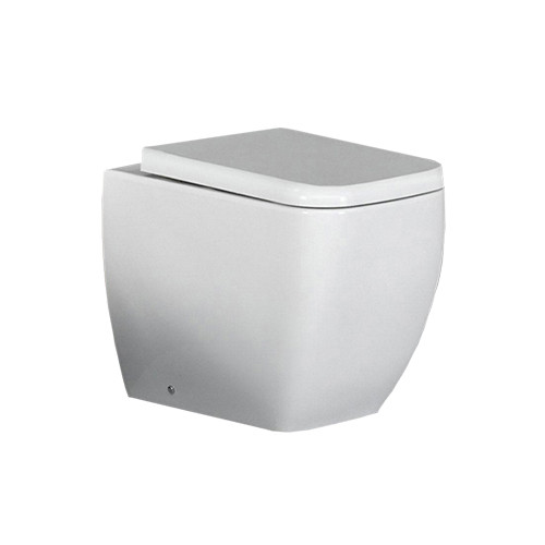 Sanitari bagno vaso wc water filo muro a terra compreso di curva tecnica, senza coprivaso, Metropolitan Rak, ceramica bianca