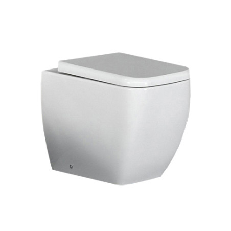 Sanitari bagno vaso wc water filo muro a terra compreso di curva tecnica, senza coprivaso, Metropolitan Rak, ceramica bianca