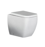Sanitari bagno vaso wc water filo muro a terra compreso di curva tecnica, senza coprivaso, Metropolitan Rak, ceramica bianca