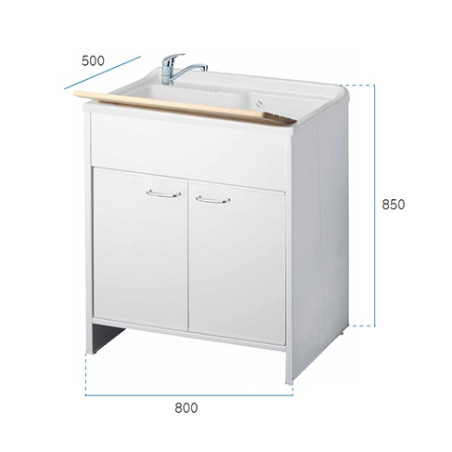 Mobile lavatoio 2 ante cm 80 x 50 x 85 in PVC sifone incluso