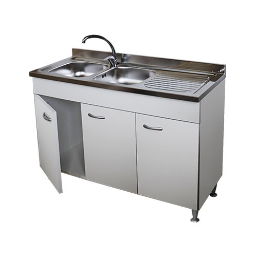 Mobile cucina 3 ante bianco cm.120 completo di lavello inox