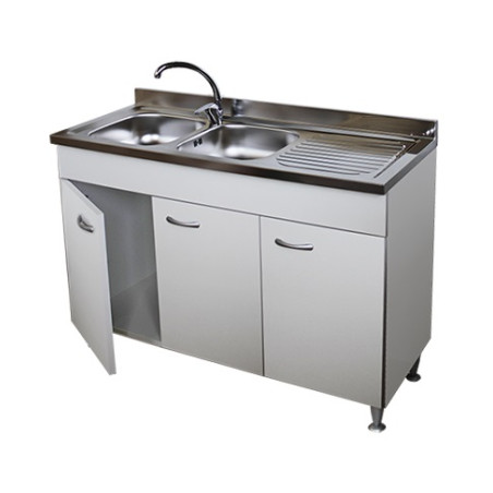 Mobile cucina 3 ante bianco cm.120 completo di lavello inox