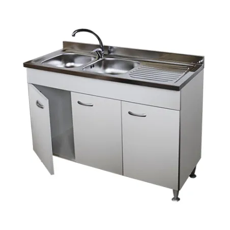 Mobile cucina 3 ante bianco cm.120 completo di lavello inox