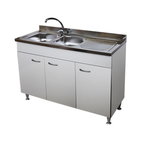 Mobile cucina 3 ante bianco cm.120 completo di lavello inox