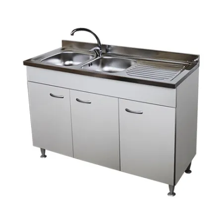 Mobile cucina 3 ante bianco cm.120 completo di lavello inox