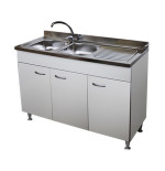 Mobile cucina 3 ante bianco cm.120 completo di lavello inox