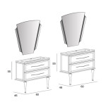 Mobile bagno sospeso Tiffany bianco opaco, cm60x2, basi, lavabi e specchi led