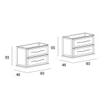 Mobile bagno sospeso Tiffany bianco opaco, cm60x2, basi, lavabi e specchi led