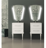 Mobile bagno sospeso Tiffany bianco opaco, cm60x2, basi, lavabi e specchi led