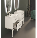 Mobile bagno sospeso Tiffany bianco opaco, cm60x2, basi, lavabi e specchi led