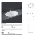 Lavabo soprapiano da incasso in ceramica cm 53 x 43,5 x 22,5