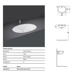 Lavabo sottopiano da incasso in ceramica cm 50 x 41 x19.5