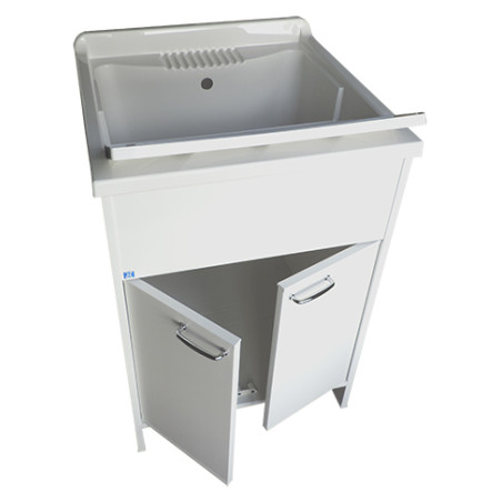 Mobile lavatoio con vasca lavapanni in resina 60 x 50 2 ante