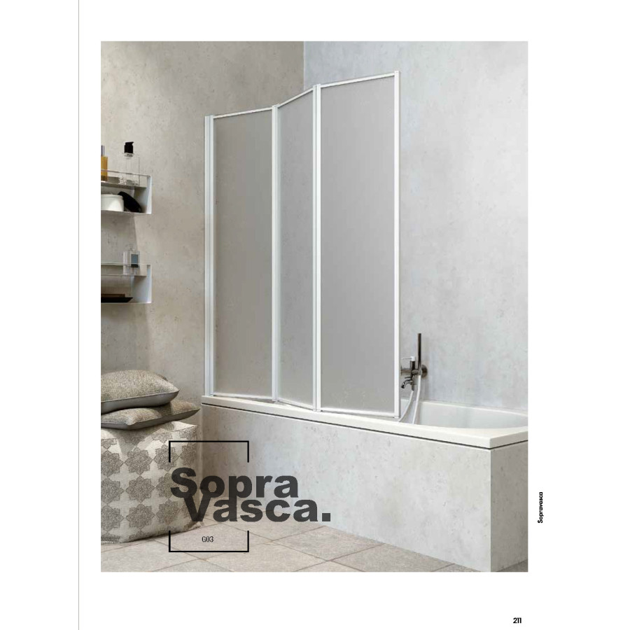 Box per vasca  3 pannelli pieghevoli cm 130  h. cm 140