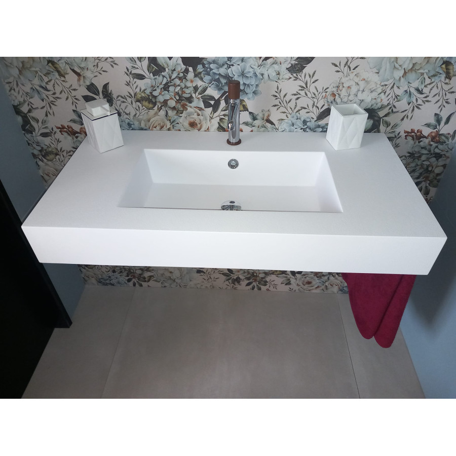 Lavabo marmoresina bianco 120,5 x 51,5 x 13 vasca centrale