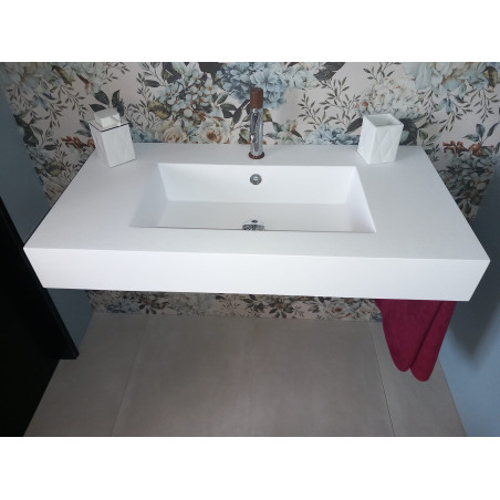 Lavabo marmoresina bianco 120,5 x 51,5 x 13 vasca centrale
