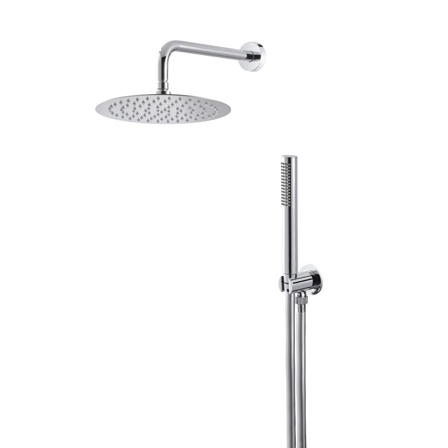 Kit doccia tondo cromo con presa acqua e soffione diam 250