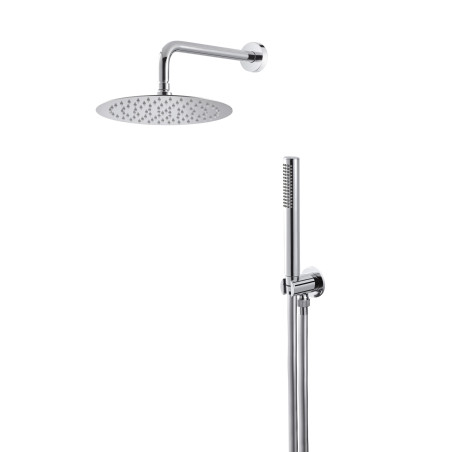 Kit doccia tondo cromo con presa acqua e soffione diam 250