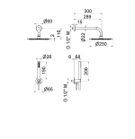 Kit doccia tondo cromo con presa acqua e soffione diam 250