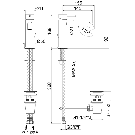Rubinetto miscelatore monocomando lavabo cromo con piletta